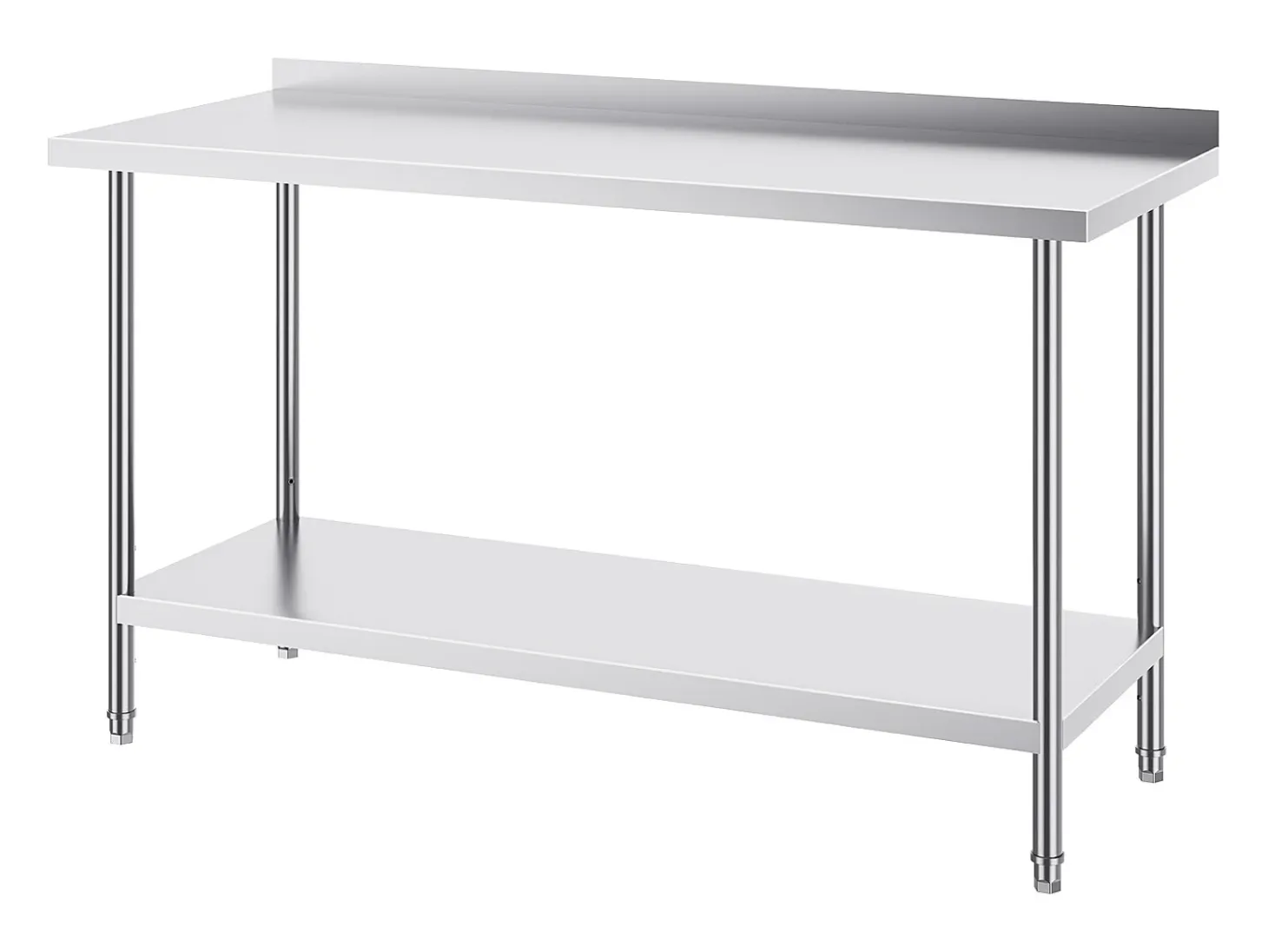 Mesa de Trabajo de Cocina SucceBuy, Mesa de Trabajo en Acero Inoxidable 60.96x152.4 cm, Comercial