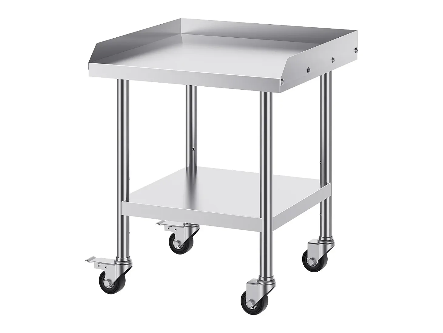 Mesa de Trabajo SucceBuy Mesa de Trabajo de Acero Inoxidable de 60.96 x 60.96 cm con 4 Ruedas para Preparación de Alimentos Comerciales de Alta Resistencia