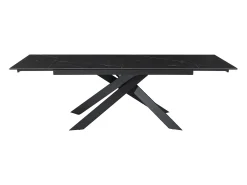 Mesa extensible - Cerámica, vidrio templado y metal - Efecto mármol negro - COREMA