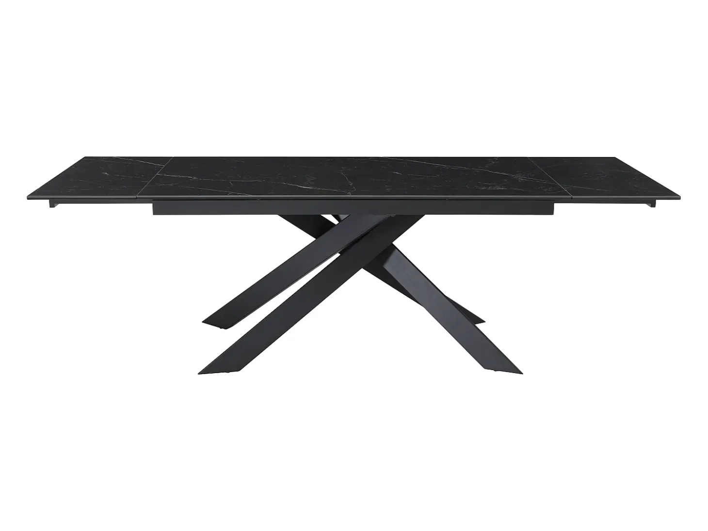 Mesa extensible - Cerámica, vidrio templado y metal - Efecto mármol negro - COREMA