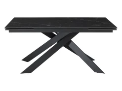 Mesa extensible - Cerámica, vidrio templado y metal - Efecto mármol negro - COREMA