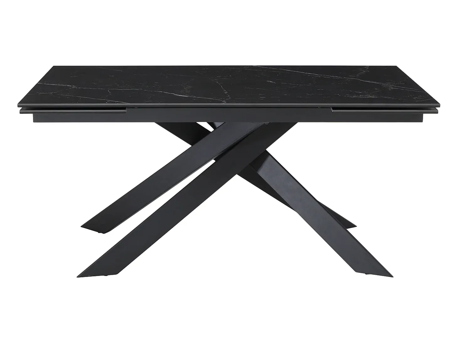 Mesa extensible - Cerámica, vidrio templado y metal - Efecto mármol negro - COREMA