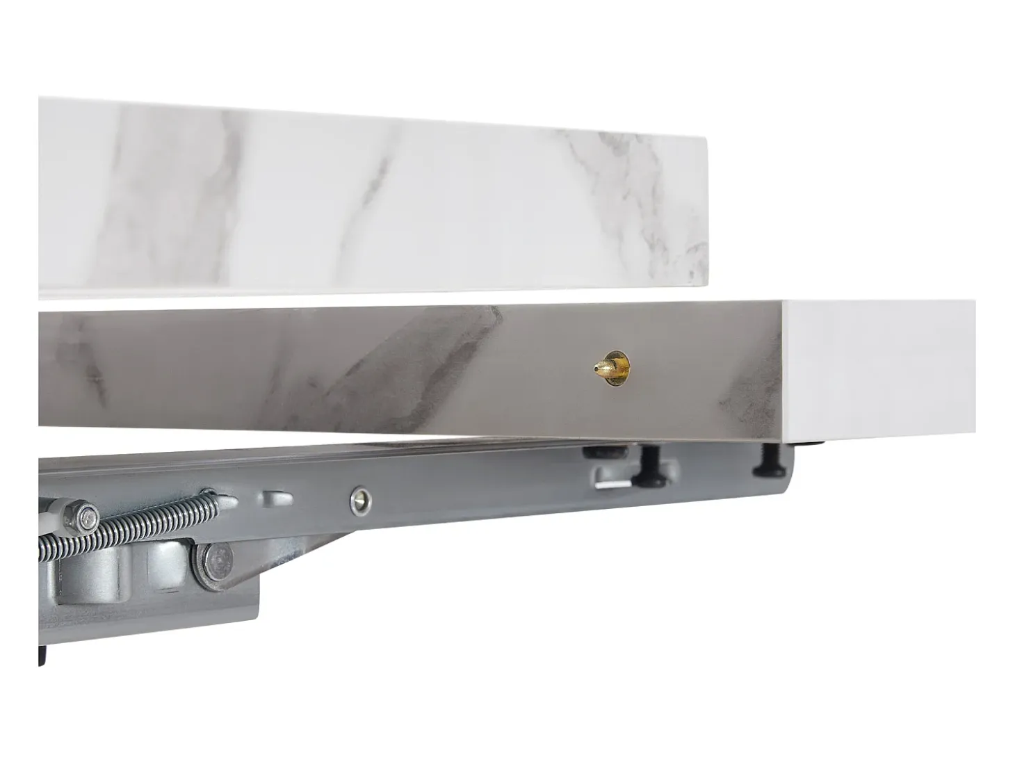 Mesa extensible (99-159×75 cm), mesa de cocina modular, con superficie de MDF blanco y patas de metal negro, para comedor y oficina