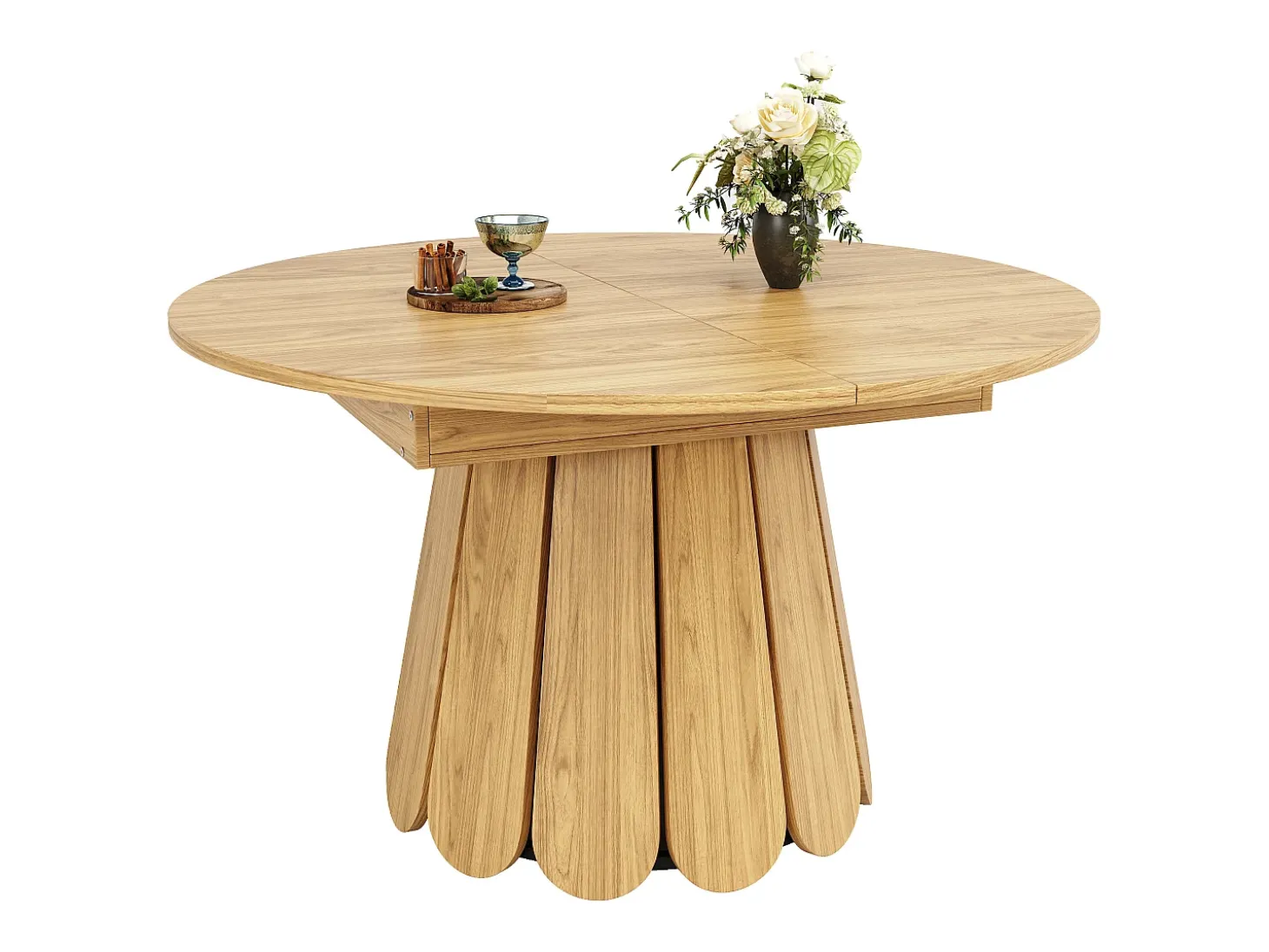 Mesa extensible 118-158 x 118 cm para 6 personas - Natural claro