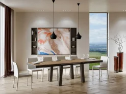 Mesa extensible Bidy de 8 a 20 plazas L 180 a 440 cm madera oscura y estructura de metal antracita