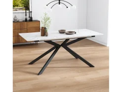 Mesa extensible blanca 150(180)x70cm - Tapa efecto mármol