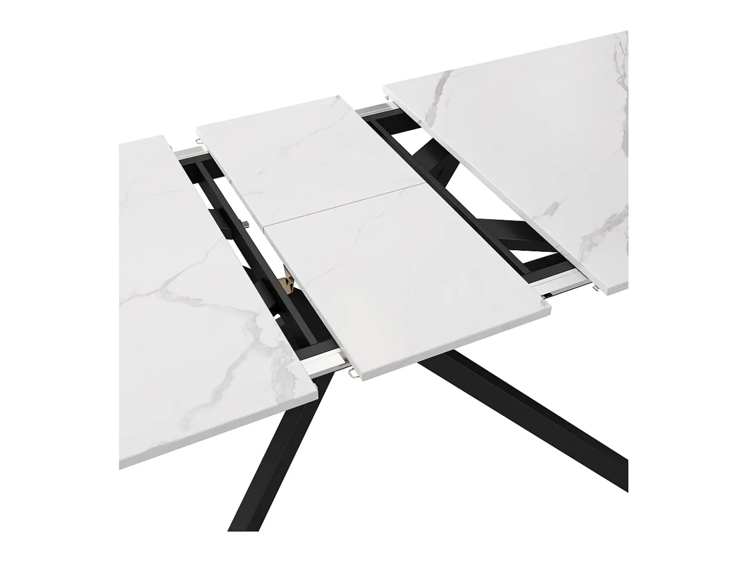 Mesa extensible blanca 150(180)x70cm - Tapa efecto mármol