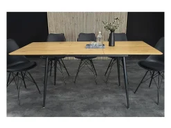 Mesa extensible CALDERO 120–160 cm – Mesa contemporánea con aspecto de roble salvaje y metal
