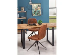 Mesa extensible chapada roble patas acero negro 126/206×80 cm
