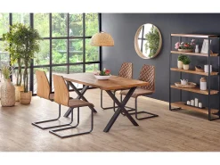 Mesa extensible chapada roble patas acero negro 160/250×90 cm