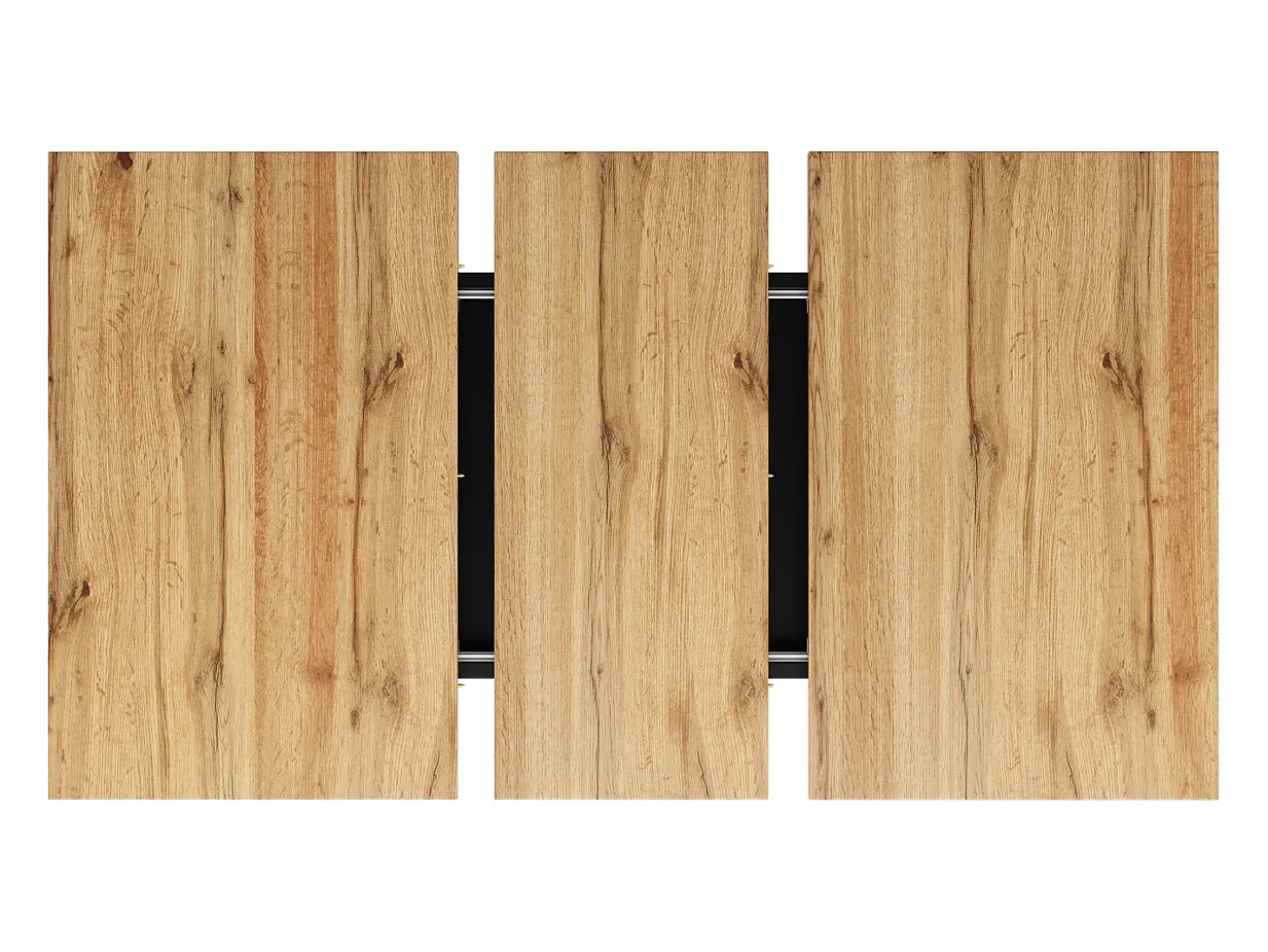 Mesa extensible (118-157×70×75cm), mesa de comedor, MDF y metal, negra y madera (118-157×70×75 cm)