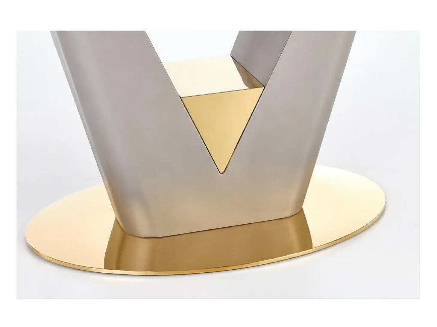 Mesa extensible con tablero de aspecto mármol y base de diseño EAGLE gris y dorado