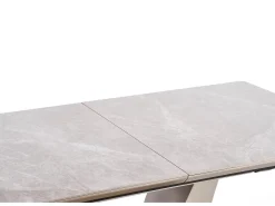 Mesa extensible con tablero de aspecto mármol y base de diseño EAGLE gris y dorado