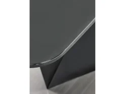 Mesa extensible cristal gris oscuro patas acero negro 160/200×90 cm