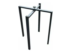 Mesa extensible cuadrada pequeña en madera blanca y nogal de 90 a 246 cm Nako-Base y soporte con ruedas
