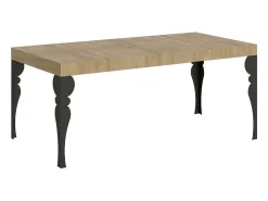 Mesa extensible cuadrada pequeña 90x90/246 cm estilo oriental Torza-Color Gris cemento-3 alargaderas finas
