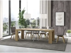 Mesa extensible cuadrada pequeña 90x90/246 cm Ribo-Color Natural