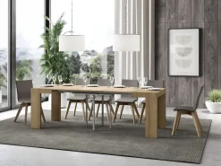 Mesa extensible cuadrada pequeña 90x90/246 cm Ribo-Color Natural