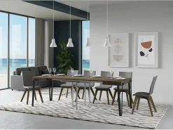 Mesa extensible cuadrada pequeña 90x90/246 cm Konta-Color Gris cemento
