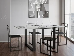 Mesa extensible cuadrada pequeña 90x90/180 cm Tiroz evolución-Color Blanco