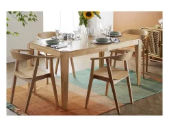Mesa extensible de contrachapado de fresno y madera de caucho 150-180 cm BOLLY