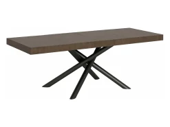 Mesa extensible de diseño con patas redondeadas entrelazadas antracita Zeus-Color Marrón-Alargaderas -Ancho extensible