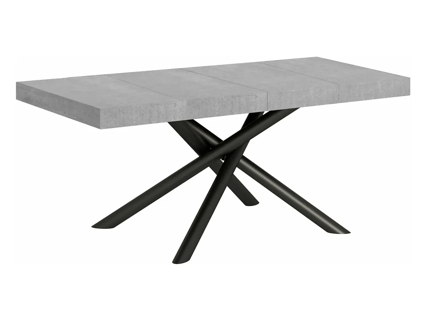Mesa extensible de diseño con patas redondeadas entrelazadas antracita Zeus-Color Gris cemento-Alargaderas -Ancho extensible