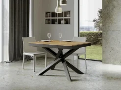 Mesa extensible de diseño con patas entrelazadas antracita Klass-Color Natural-Ancho extensible
