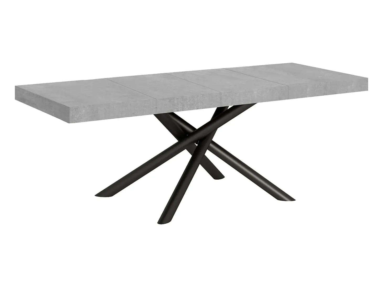 Mesa extensible de diseño con patas redondeadas entrelazadas antracita Zeus-Color Gris cemento-Alargaderas -Ancho extensible