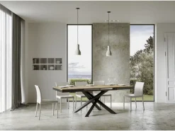 Mesa extensible de diseño con patas entrelazadas antracita Klass-Color Natural-Ancho extensible