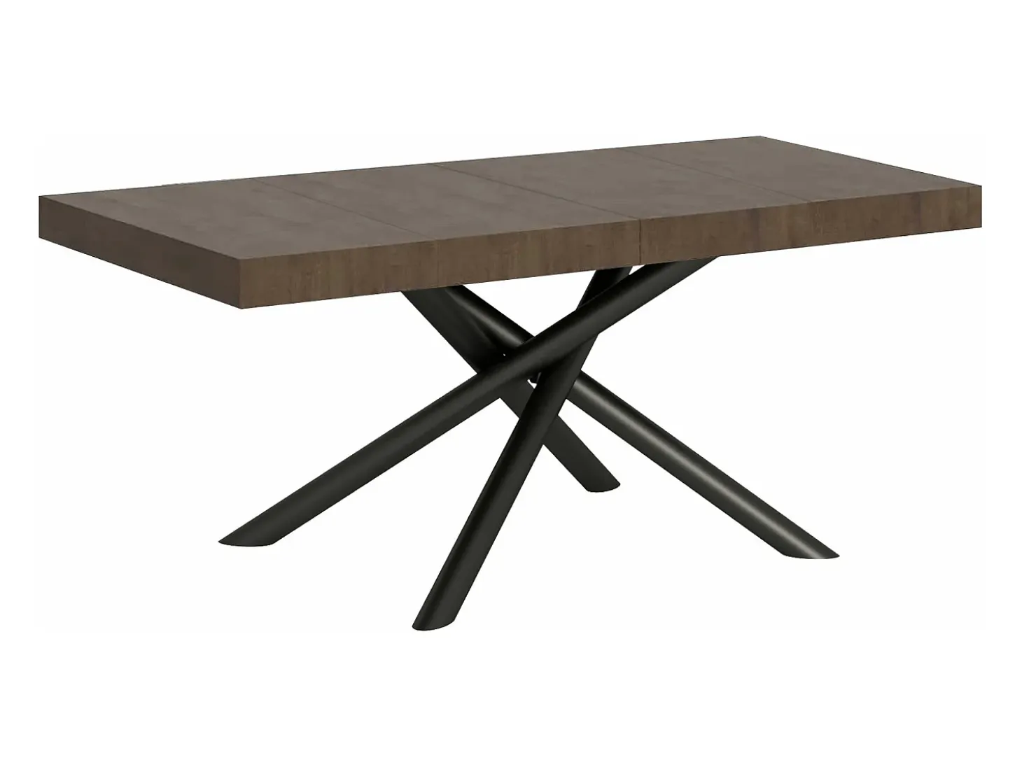 Mesa extensible de diseño con patas redondeadas entrelazadas antracita Zeus-Color Marrón-Alargaderas -Ancho extensible