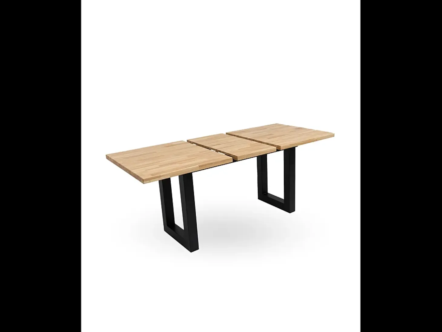 Mesa extensible de 77x140-180x80 cm de madera maciza de roble y patas metálicas Versus