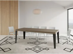 Mesa extensible Flame Premium 120/380x90 cm en gris tórtola con patas antracita