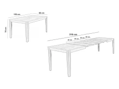 Mesa extensible grande (156/316 x 90 cm) en melamina blanca