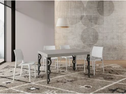 Mesa extensible Karamay de cachemira 120/380x90 cm con patas antracita