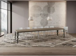 Mesa extensible Karamay Premium 120/380x90 cm en gris tórtola con patas antracita