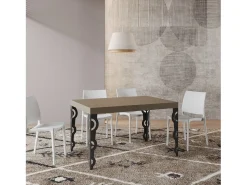 Mesa extensible Karamay Premium 120/380x90 cm en gris tórtola con patas antracita