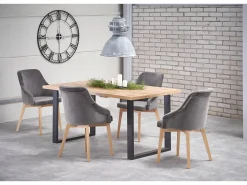 Mesa extensible laminado roble con patas negras 160/210×90 cm
