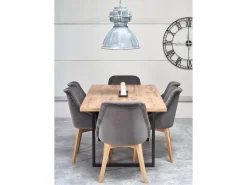 Mesa extensible laminado roble con patas negras 160/210×90 cm