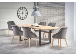 Mesa extensible laminado roble con patas negras 160/210×90 cm
