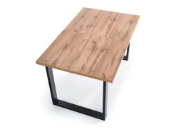 Mesa extensible laminado roble con patas negras 160/210×90 cm