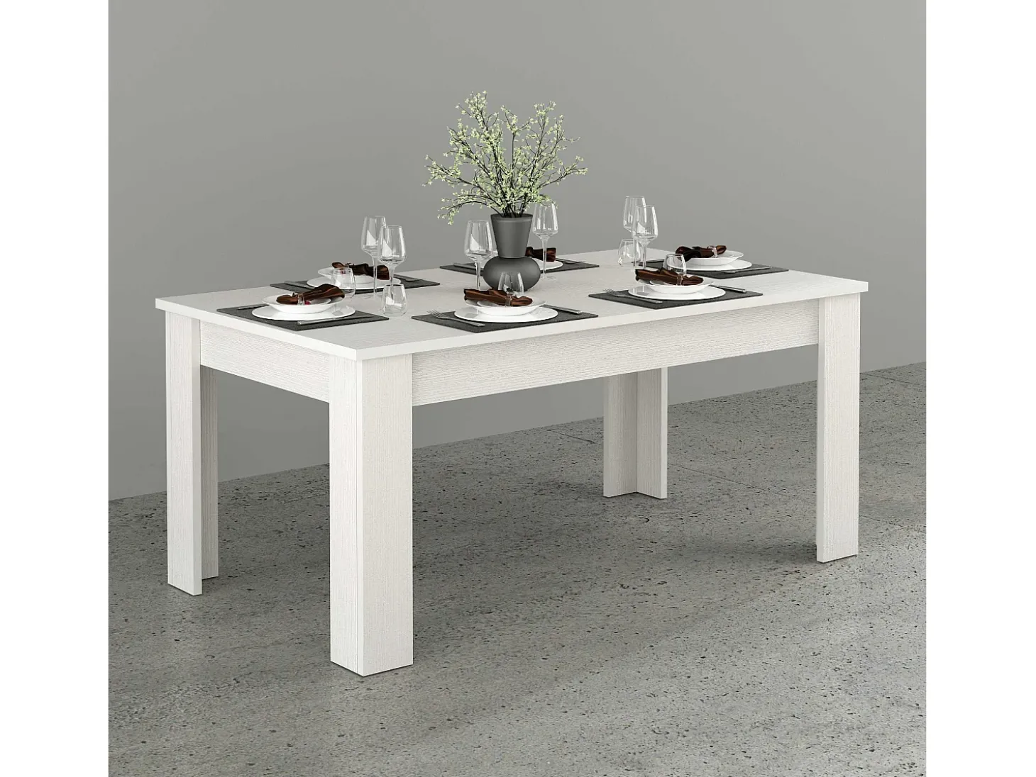 Mesa extensible madera blanca 140-190 x 90 cm salón comedor Jesi Hout