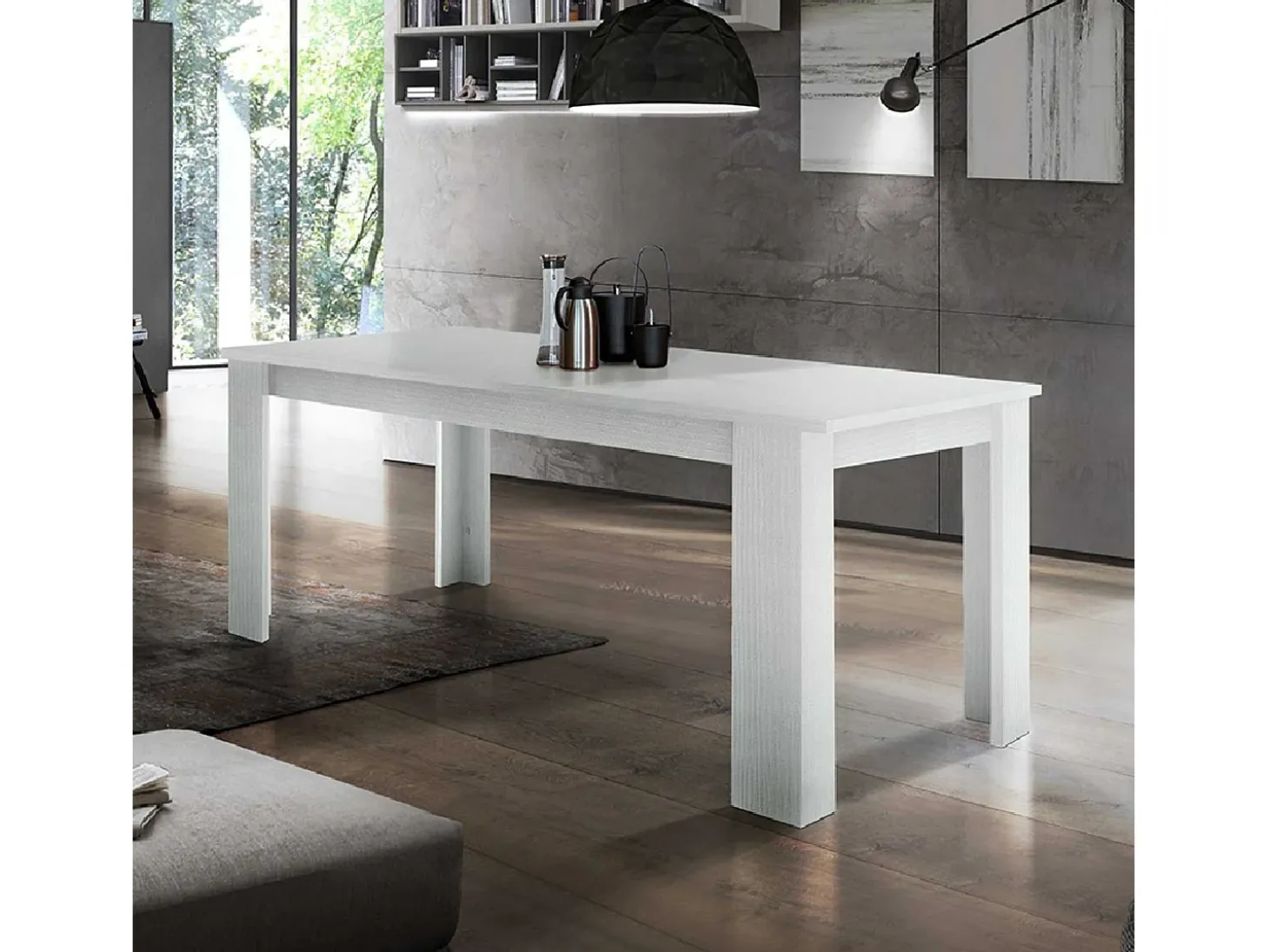 Mesa extensible madera blanca 140-190 x 90 cm salón comedor Jesi Hout