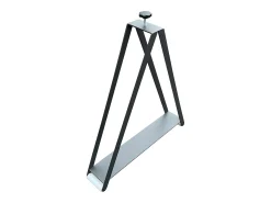 Mesa extensible madera gris hormigón y patas madera blanca 6 a 20 plazas Kristo 160 a 420 cm-Base y soporte con ruedas
