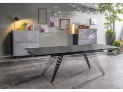 Mesa extensible Match 1 (160/240 x 90 cm) en cerámica negra