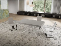 Mesa extensible Niket cachemir 160/244x80 cm con patas blancas
