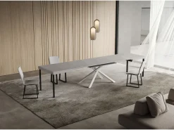 Mesa extensible Niket cachemir 140/400x90 cm con patas blancas