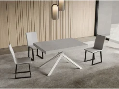 Mesa extensible Niket Cashmere 140/224x80 cm con patas blancas
