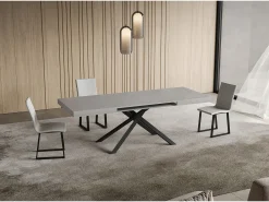 Mesa extensible Niket Cashmere 120/380x90 cm con patas antracita