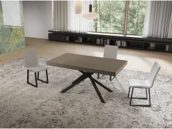 Mesa extensible Niket gris paloma 160/244x80 cm con patas antracita